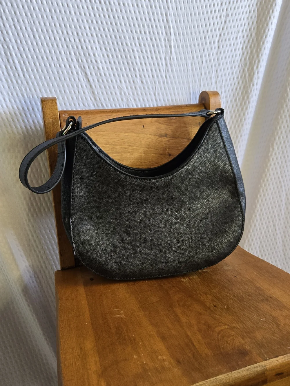 GUESS Black Crescent Shoulder Bag with Gold Logo